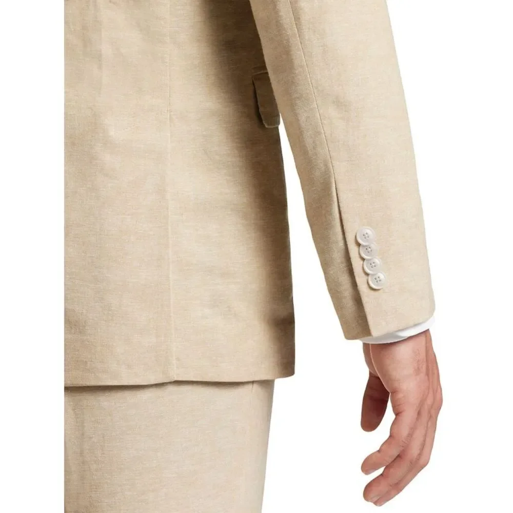 Tommy Hilfiger Mens Modern-Fit Cotton Chambray Suit Jacket 38 Long Tan NWT $360